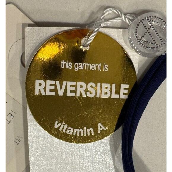 Vitamin A Rio Reversible Bikini Top Bottom Blue Polka Dot 2 Piece Set Retro NEW - Picture 10 of 10